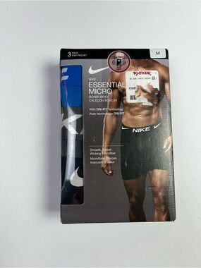 Nike 3-Pack Mens Boxer Briefs Essential Micro Dri-FIT Multicolor Medium